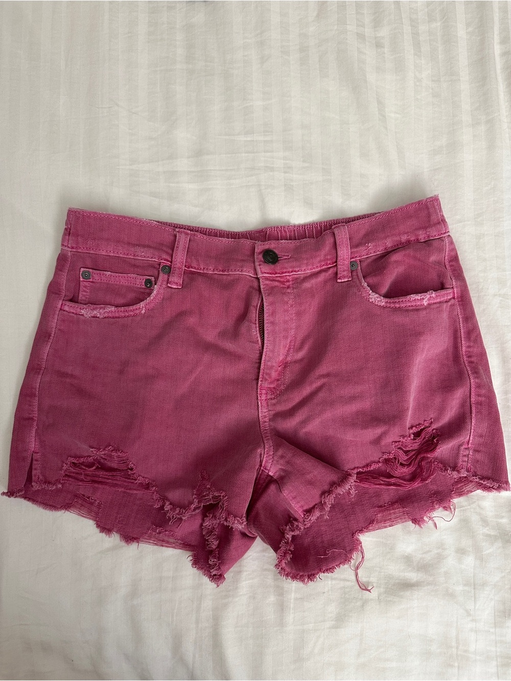 NEW aerie Magenta Distressed Denim Cutoff Shorts